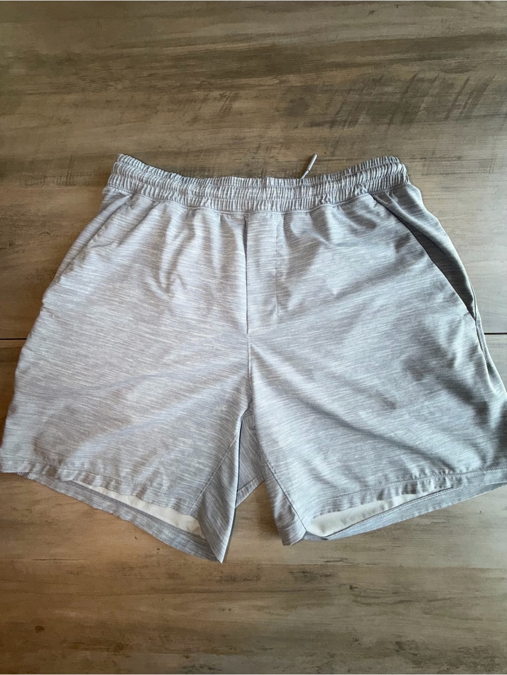 lululemon athletica Light Heather Gray Pace Breaker 7” Linerless Athletic Shorts